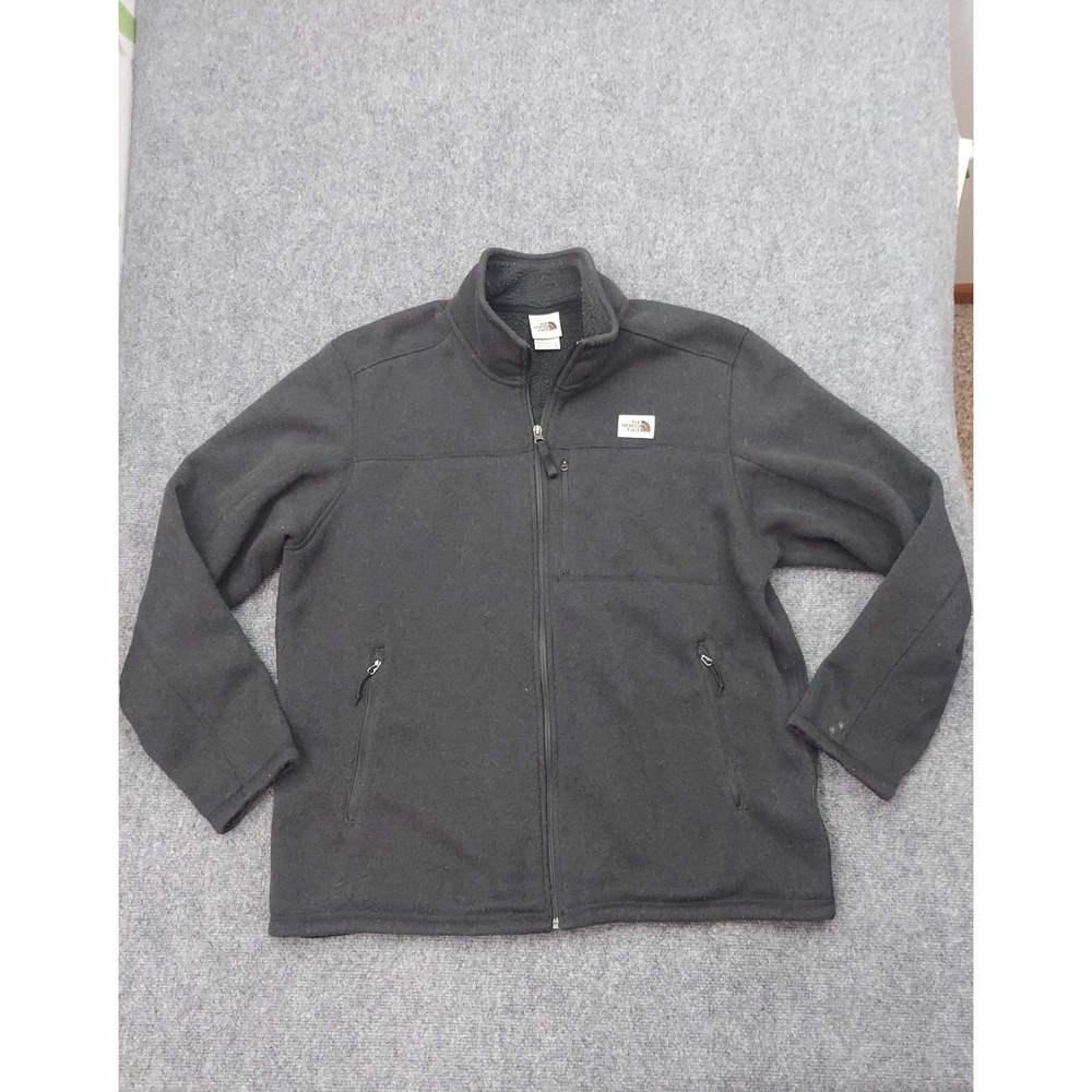 NORTH FACE Gordon Lyons Jacket Mens 2XL Black Full zip Pockets Fleece Lined